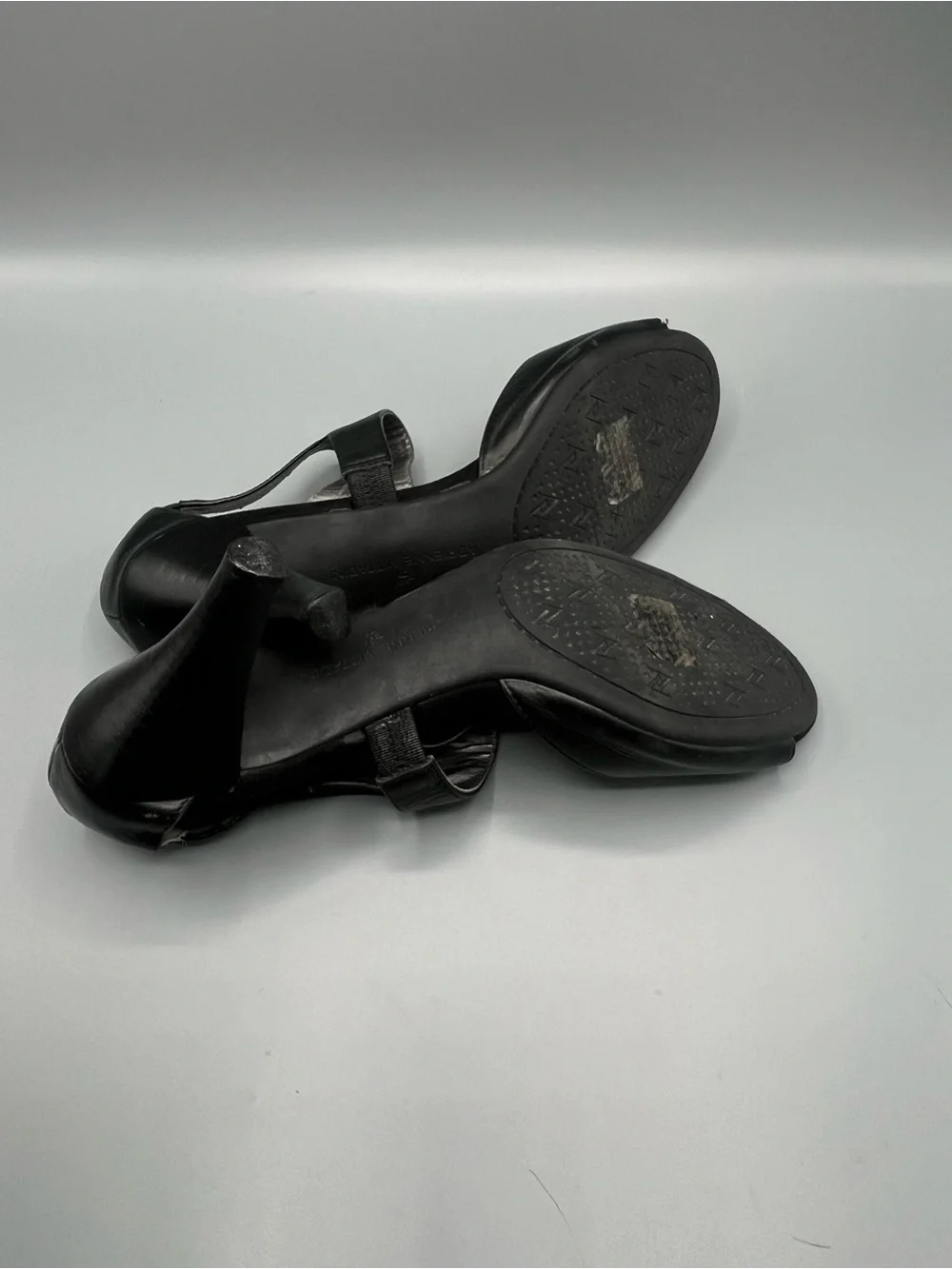 Adrienne Vittadini Black Leather Open Toe d'Orsay Heels
